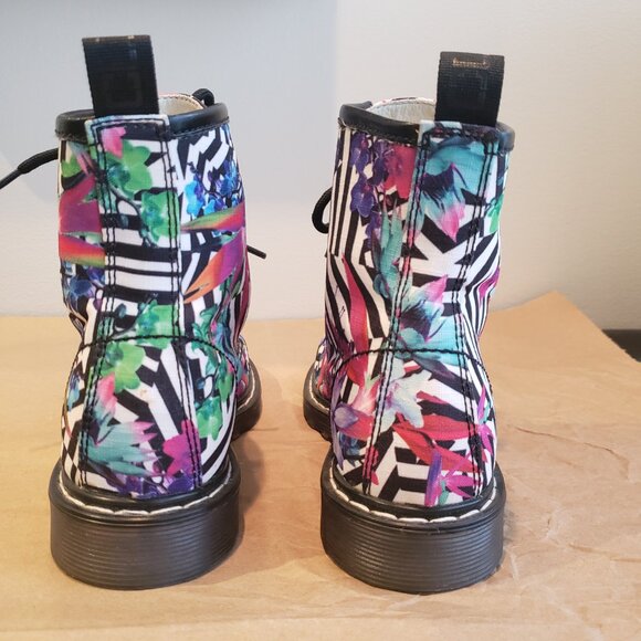 CULT Amphibian Combat Boot Laced Multicolor Floral Print Rubber Sole Womens US 6 - Picture 6 of 15